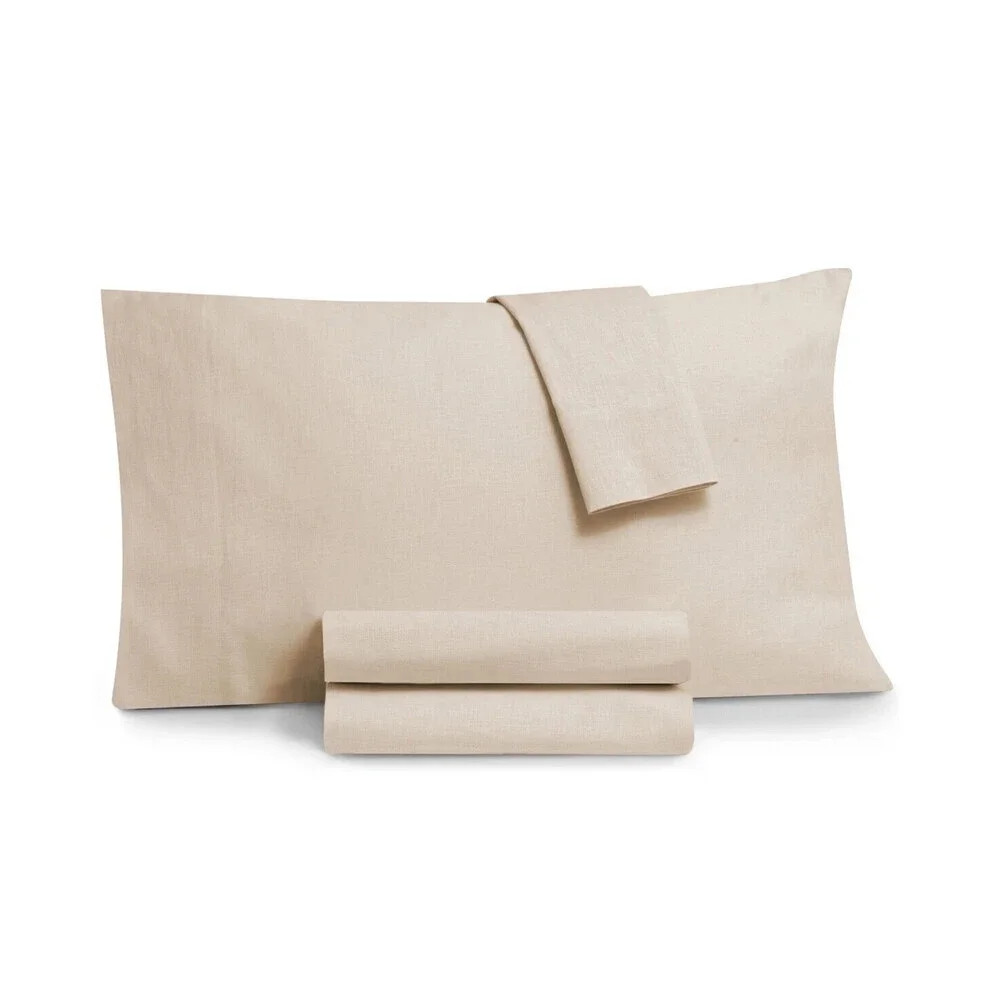 Tranquil Home Sheet Set Queen Natural Cotton Linen With Pillowcase 4-Piece BED12